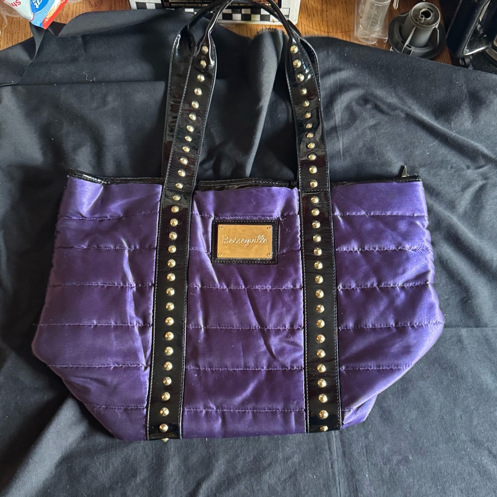 Betsey Johnson Quilted Purple and Black Tote